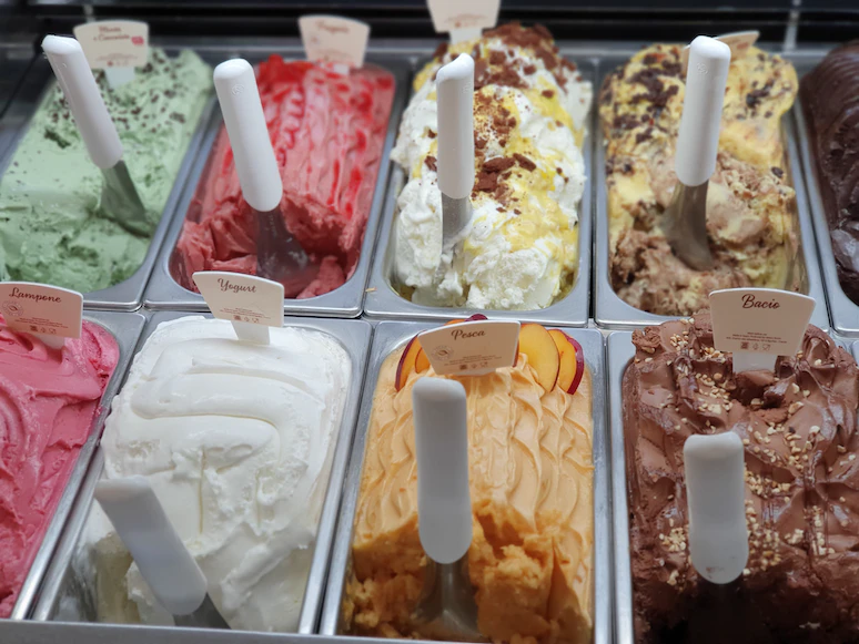 Assorted types of ice-creams.