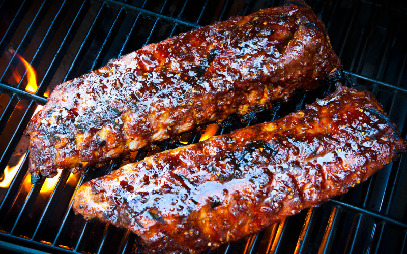 Two pieces of rib on a grill